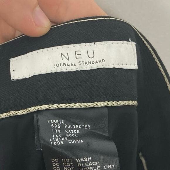 NWOT NEU JOURNAL STANDARD Pant Women 36/S JAPAN Wool Blend Stripe Silver Pleated - Picture 4 of 6